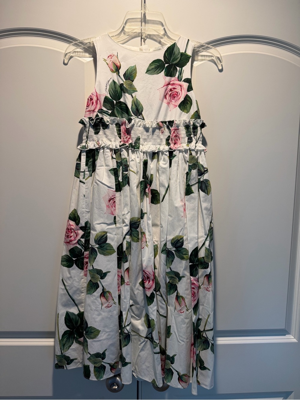 Girls' Dolce & Gabbana White Floral Rose Print Dress